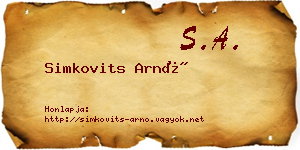 Simkovits Arnó névjegykártya